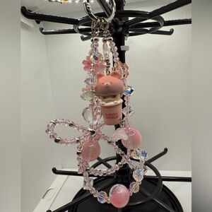 Pink and Silver SkullPanda Dimoo World Handbag/Phone Charm